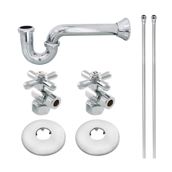 Kingston Brass KPK201 Plumbing Supply Kit with 1-1/2" P-Trap - 1/2" IPS Inlet x 3/8" Comp Oulet, Polished Chrome KPK201 - main